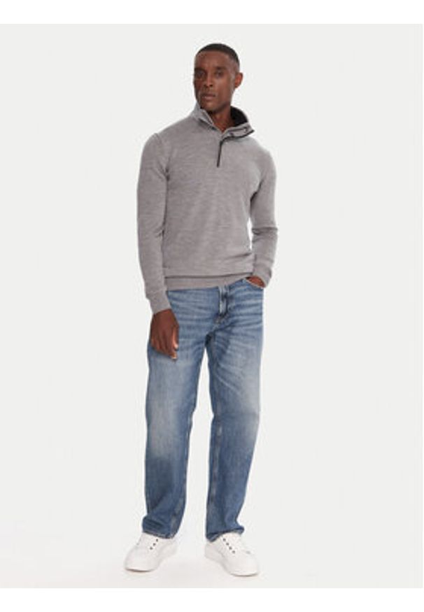 Karl Lagerfeld - KARL LAGERFELD Sweter 655005 554399 Szary Slim Fit. Typ kołnierza: dekolt w karo. Kolor: szary. Materiał: wełna