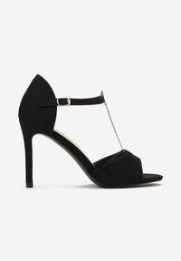 Renee - Czarne Sandały Astreis. Nosek buta: otwarty. Zapięcie: pasek. Kolor: czarny. Materiał: skóra. Wzór: paski. Styl: glamour #2