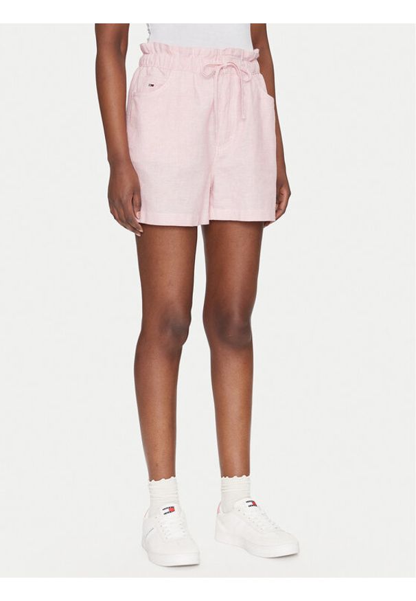 Tommy Jeans Szorty materiałowe DW0DW20360 Różowy Regular Fit. Kolor: różowy. Materiał: bawełna