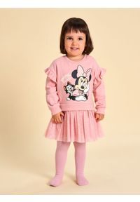 Sinsay - Dresowa sukienka z tiulem i falbanami Minnie Mouse - różowy. Kolor: różowy. Materiał: tiul, dresówka. Wzór: motyw z bajki