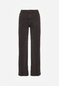 Born2be - Ciemnoszare Szerokie Jeansy z Wysokim Stanem Vetiluna. Okazja: na co dzień. Stan: podwyższony. Kolor: szary. Styl: casual, elegancki #3