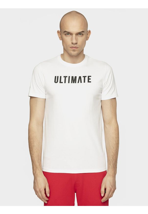 4f - T-shirt męski. Kolor: biały. Materiał: bawełna