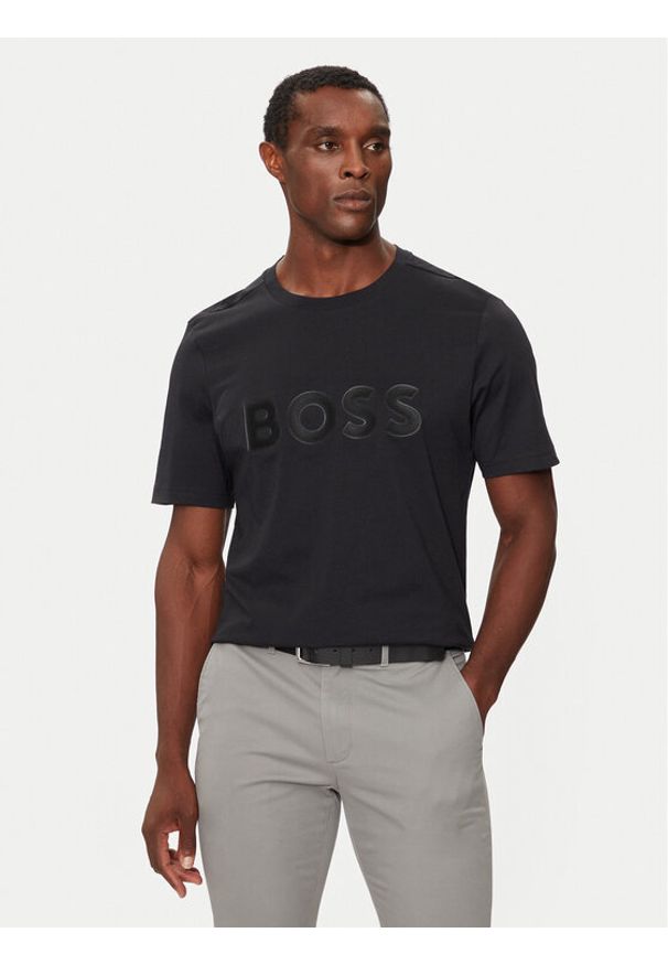 BOSS - Boss T-Shirt Tee 1 50512866 Czarny Regular Fit. Kolor: czarny. Materiał: bawełna