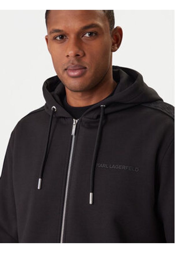 Karl Lagerfeld - KARL LAGERFELD Bluza 705007 561902 Czarny Regular Fit. Typ kołnierza: dekolt w karo. Kolor: czarny. Materiał: syntetyk