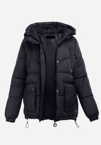 Born2be - Granatowa Kurtka Pikowana z Kapturem Lannea. Typ kołnierza: kaptur. Kolekcja: plus size. Kolor: niebieski. Materiał: jeans. Długość rękawa: długi rękaw. Długość: długie #5