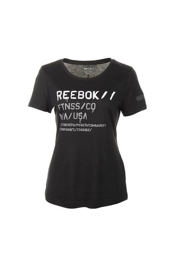 Koszulka sportowa damska Reebok Wor C Com Tee. Kolor: czarny. Długość rękawa: krótki rękaw. Długość: krótkie