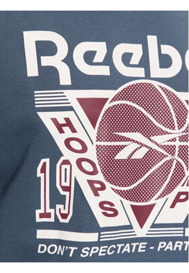 Reebok Bluza Basketball IL2005 Niebieski Regular Fit. Kolor: niebieski. Materiał: bawełna