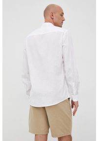 Liu Jo koszula z domieszką lnu męska kolor biały regular ze stójką. Typ kołnierza: kołnierzyk stójkowy. Kolor: biały. Materiał: len. Długość: długie #5
