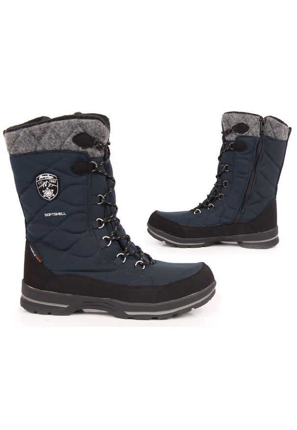 Śniegowce damskie wodoodporne zimowe granatowe American Club SN10. Kolor: niebieski. Materiał: skóra ekologiczna. Sezon: zima