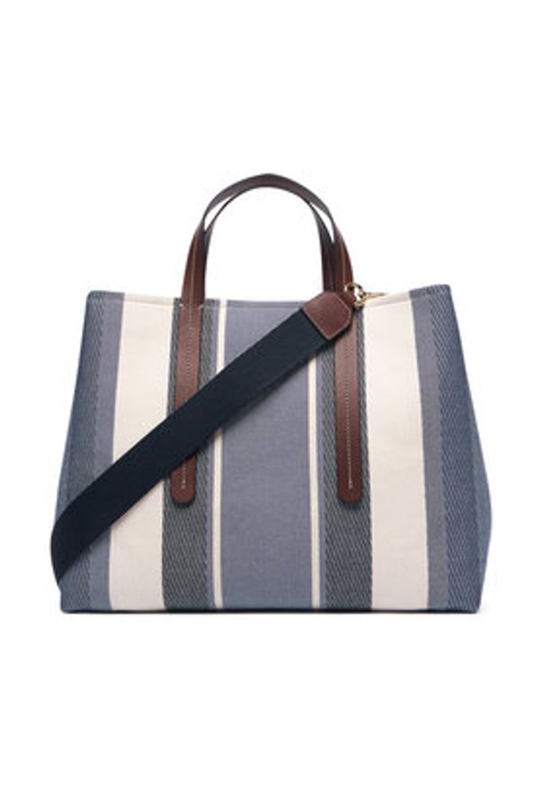 TOMMY HILFIGER - Tommy Hilfiger Torebka Th City Satchel Jacquard AW0AW18733 Niebieski. Kolor: niebieski