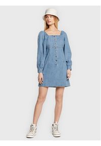 Lee Sukienka jeansowa Puff L50ZAUQZ 112322245 Błękitny Regular Fit. Kolor: niebieski. Materiał: bawełna