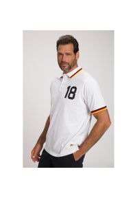 JAY-PI - Męska Koszulka polo krótki rękaw. Typ kołnierza: polo. Kolekcja: plus size. Kolor: biały. Materiał: materiał, bawełna. Długość rękawa: krótki rękaw. Długość: krótkie