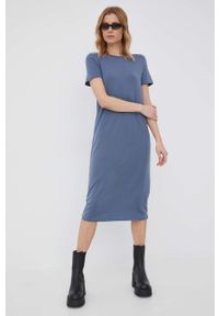 Vero Moda sukienka mini prosta. Okazja: na co dzień. Kolor: niebieski. Materiał: materiał, dzianina. Długość rękawa: krótki rękaw. Typ sukienki: proste. Styl: casual. Długość: mini #5