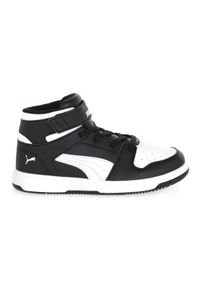 Buty do chodzenia dla dzieci Puma Rebound Layup SL V PS. Wysokość cholewki: za kostkę. Zapięcie: rzepy. Kolor: biały, wielokolorowy, czarny. Materiał: materiał, syntetyk. Szerokość cholewki: normalna. Sport: turystyka piesza