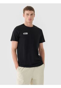 4f - 4F T-shirt regular gładki męski - czarny XL. Okazja: na co dzień. Kolor: czarny. Materiał: bawełna, jersey, dzianina. Długość rękawa: krótki rękaw. Długość: krótkie. Wzór: gładki. Styl: klasyczny, sportowy, casual