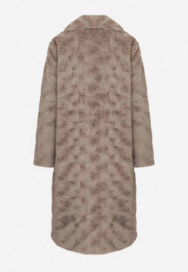 Born2be - Szary Płaszcz z Pikowanym Futerkiem i Wsuwanymi Kieszeniami Vertika. Okazja: na co dzień. Kolor: szary. Materiał: futro. Długość rękawa: długi rękaw. Długość: długie. Styl: wizytowy, casual