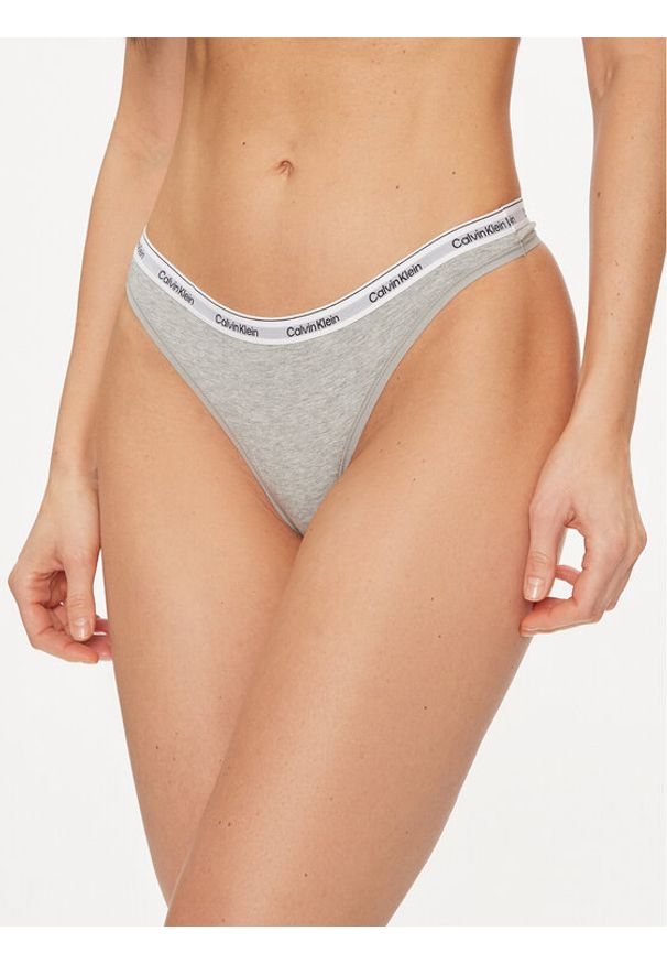 Calvin Klein Underwear Stringi 000QD5043E Szary. Kolor: szary. Materiał: bawełna