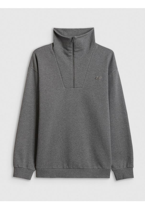 4f - 4F Bluza dresowa regular bez kaptura męska - szara S. Okazja: na spacer, na uczelnię, do pracy, na co dzień. Typ kołnierza: bez kaptura. Kolor: szary. Materiał: dresówka. Styl: casual, klasyczny. Sport: turystyka piesza