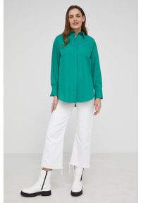 Answear Lab koszula bawełniana damska kolor zielony relaxed z kołnierzykiem klasycznym. Typ kołnierza: kołnierzyk klasyczny. Kolor: zielony. Materiał: bawełna. Długość: długie. Styl: wakacyjny, klasyczny #4