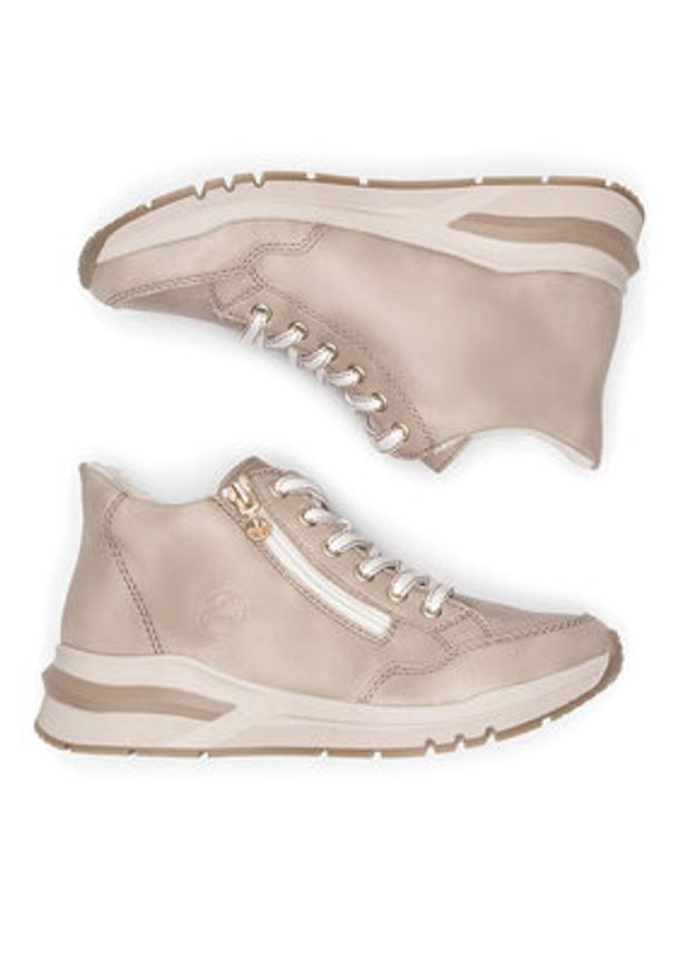 Rieker Trzewiki M6644-62 Beżowy. Kolor: beżowy. Materiał: skóra