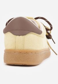 Renee - Żółte Sneakersy Typu Klasyczne Tenisówki Retro z Podwójnym Wiązaniem z Frędzlami Kotena. Okazja: na co dzień. Zapięcie: sznurówki. Kolor: żółty. Materiał: jeans. Szerokość cholewki: normalna #8