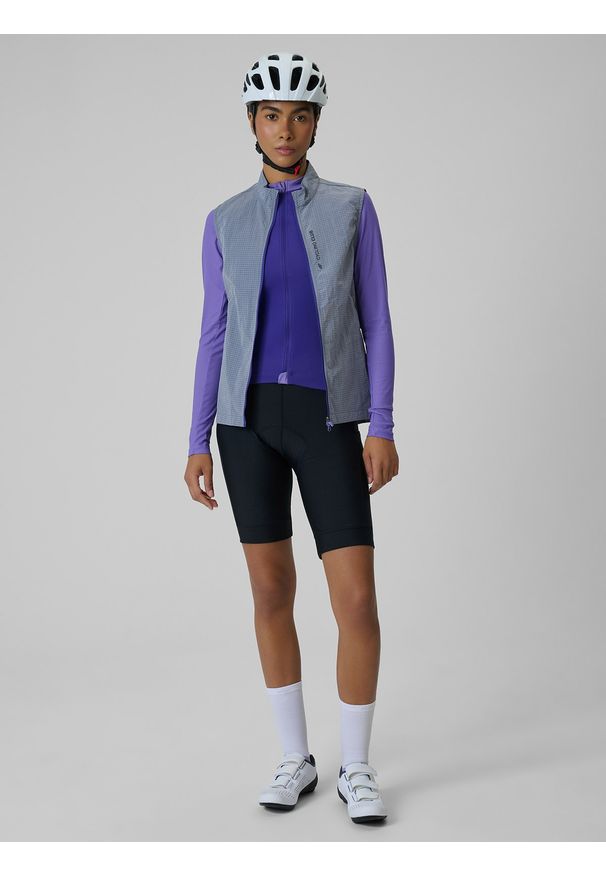 4f - 4F Spodenki kolarskie z piankowo-żelową wkładką damskie - czarne L. Kolor: czarny. Materiał: materiał. Długość: długie. Sport: kolarstwo