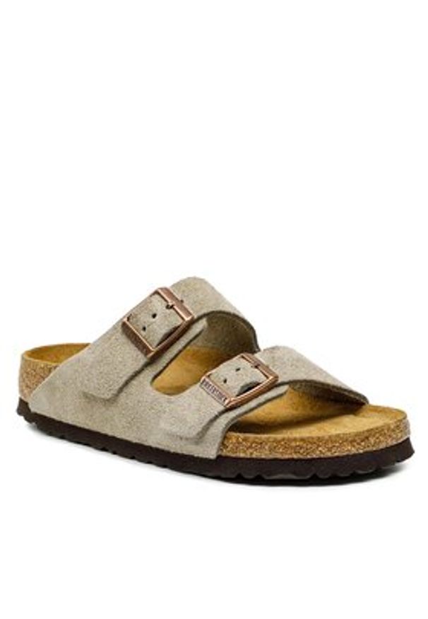 Birkenstock Klapki Arizona Bs 0951303 Khaki. Kolor: brązowy. Materiał: zamsz, skóra