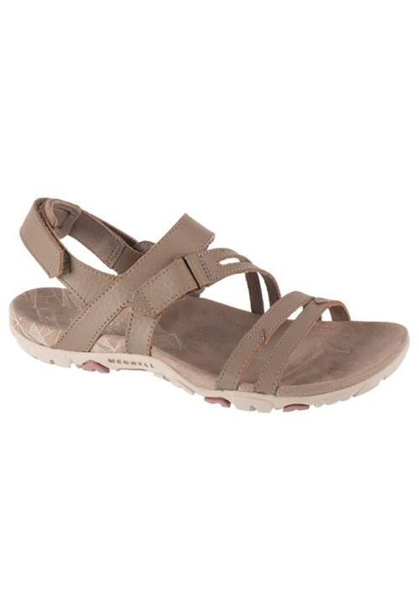 Buty do chodzenia damskie Merrell J003424. Zapięcie: rzepy. Kolor: beżowy, brązowy. Materiał: skóra, guma. Sport: turystyka piesza