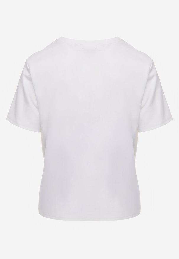 Born2be - Biały Bawełniany T-shirt w Klasycznym Stylu Hetita. Okazja: na co dzień. Kolor: biały. Materiał: bawełna. Wzór: haft. Styl: klasyczny