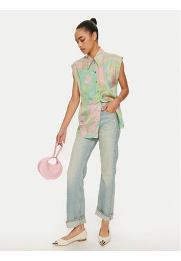 Pinko - PINKO Bluzka 103116 A1NQ Zielony Regular Fit. Kolor: zielony. Materiał: wiskoza