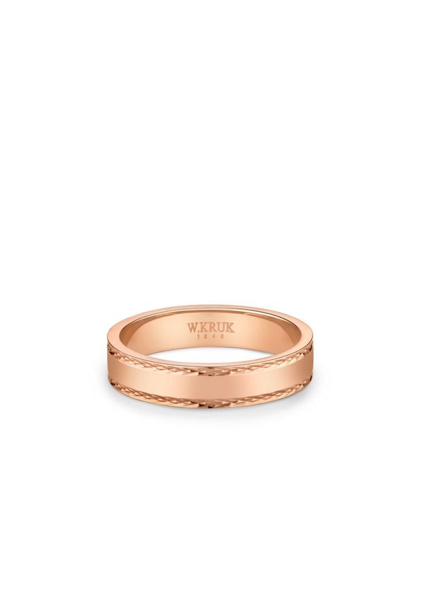 W.KRUK - Obrączka ślubna złota DAVOS męska. Materiał: złote. Kolor: złoty. Wzór: gładki