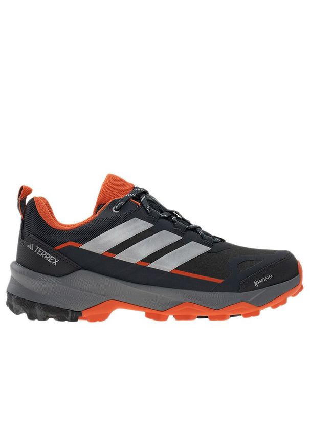 Adidas - Buty męskie adidas Terrex Skychaser AX5 GTX JS4608 - szare. Zapięcie: pasek. Kolor: szary. Materiał: guma, syntetyk, materiał. Szerokość cholewki: normalna. Technologia: Gore-Tex. Wzór: aplikacja, paski. Model: Adidas Terrex. Sport: turystyka piesza