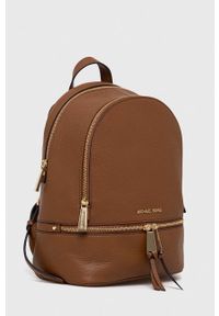 MICHAEL Michael Kors plecak skórzany damski kolor brązowy mały gładki. Kolor: brązowy. Materiał: skóra. Wzór: gładki #3