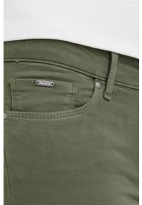 Pepe Jeans spodnie SOHO damskie kolor zielony dopasowane medium waist. Kolor: zielony. Materiał: materiał #4