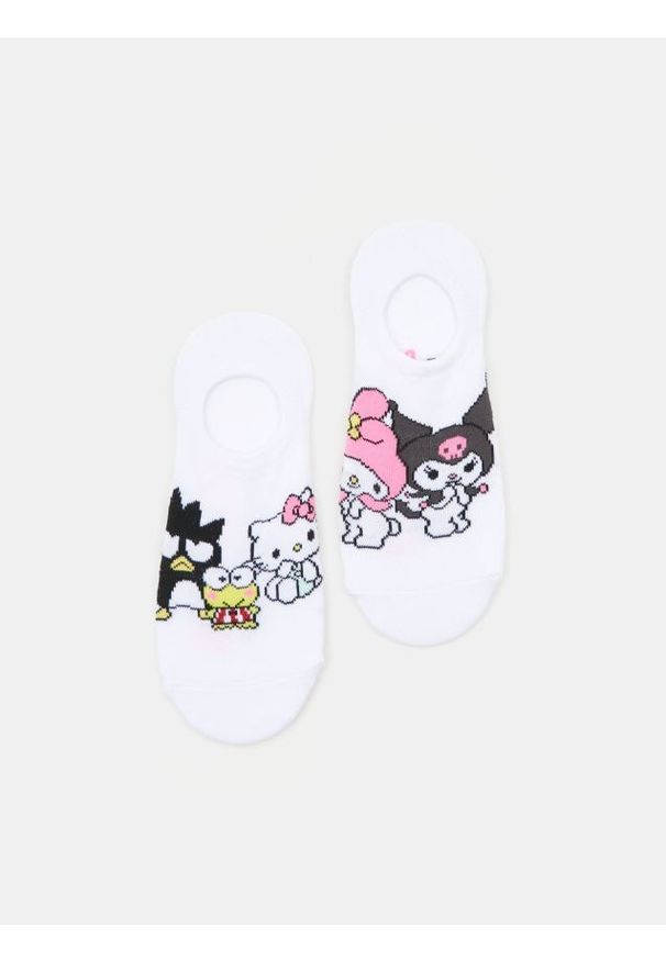 Sinsay - Skarpety stopki 2 pack Hello Kitty & Friends - biały. Kolor: biały. Wzór: motyw z bajki