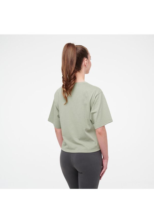 Koszulka damska Puma Gym & Pilates crop. Kolor: zielony. Materiał: bawełna. Sport: joga i pilates