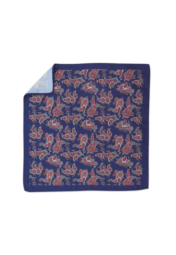 Adam Collection - Granatowa poszetka w paisley E316. Kolor: niebieski. Wzór: paisley