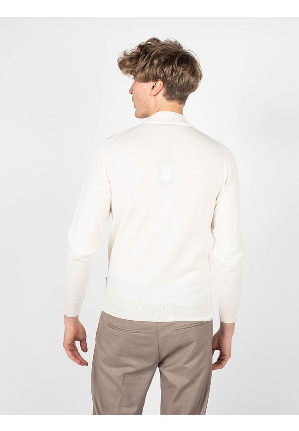 Takeshy Kurosawa Sweter | 83476 | Maglia Lupetto Calato Lana | Mężczyzna | Kremowy. Okazja: na co dzień. Kolor: kremowy. Materiał: wełna, akryl. Styl: casual
