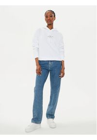 Calvin Klein Jeans Bluza Monologo J20J223536 Biały Regular Fit. Kolor: biały. Materiał: bawełna