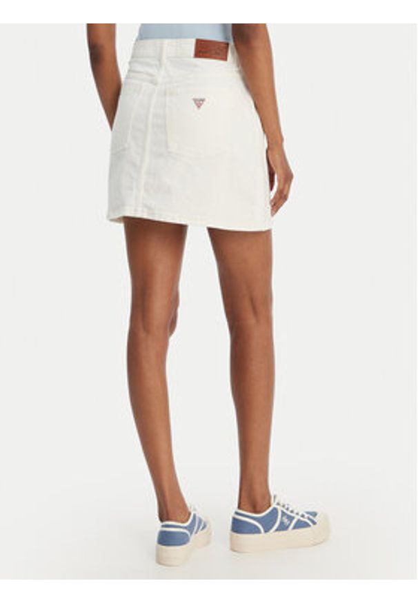 Guess Jeans Spódnica jeansowa W6RD0Q D6521 Biały Regular Fit. Kolor: biały. Materiał: bawełna