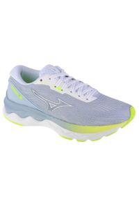 Buty do biegania damskie Mizuno Wave Skyrise 3. Zapięcie: sznurówki. Kolor: żółty, biały, wielokolorowy, szary. Materiał: guma, materiał, syntetyk. Szerokość cholewki: normalna. Model: Mizuno Wave