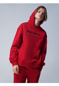 4f - Bluza dresowa nierozpinana z kapturem chłopięca. Okazja: na co dzień. Typ kołnierza: kaptur. Kolor: czerwony. Materiał: dresówka. Styl: casual #2