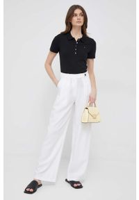 TOMMY HILFIGER - Tommy Hilfiger polo damski kolor czarny. Typ kołnierza: polo. Kolor: czarny. Materiał: bawełna, dzianina. Długość: krótkie #5