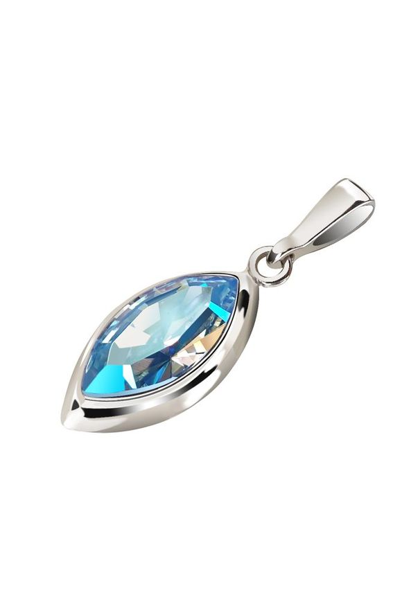 Polcarat Design - Srebrny rodowany wisiorek z kryształami Swarovski W 2081. Materiał: srebrne. Kolor: srebrny. Wzór: aplikacja. Kamień szlachetny: kryształ