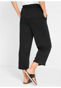 Spodnie culotte z lejącej wiskozy bonprix czarny. Kolor: czarny. Materiał: wiskoza #4