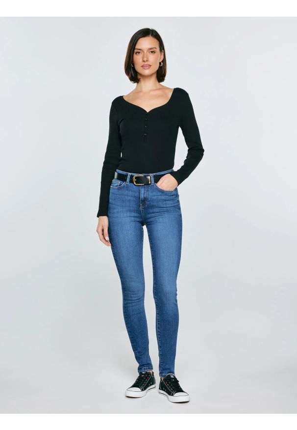 Big-Star - Jeansy damskie skinny niebieskie Clarisa 365. Stan: podwyższony. Kolor: niebieski