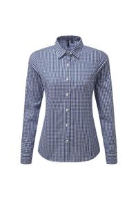 PREMIER - Damska Koszula Z Długim Rękawem Maxton W Kratę. Okazja: na co dzień. Kolor: niebieski, biały, wielokolorowy. Długość rękawa: długi rękaw. Długość: długie. Styl: casual #1