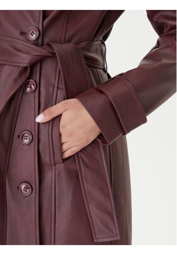 BARDOT - Bardot Płaszcz przejściowy 59899JB4 Bordowy Regular Fit. Kolor: czerwony. Materiał: skóra