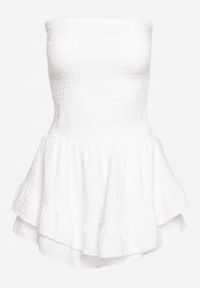 Renee - Biały Bawełniany Kombinezon z Elastyczną Górą i Falbankami Palelia. Okazja: na co dzień. Kolor: biały. Materiał: bawełna. Styl: casual #7