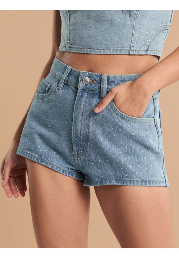 Sinsay - Szorty jeansowe - niebieski. Kolor: niebieski. Materiał: jeans